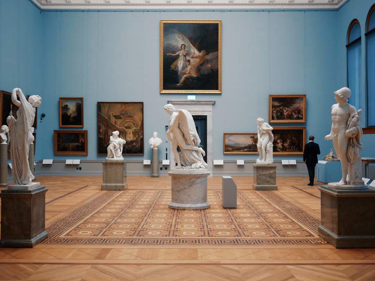 A beautiful art hall with sculptures