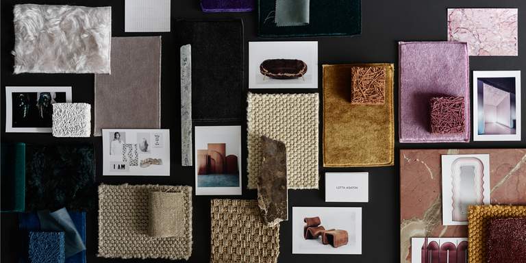 Samples of various materials and photos.