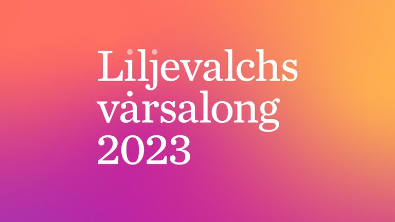The text "Liljevalchs vårsalong 2023" on a background in orange and pink.