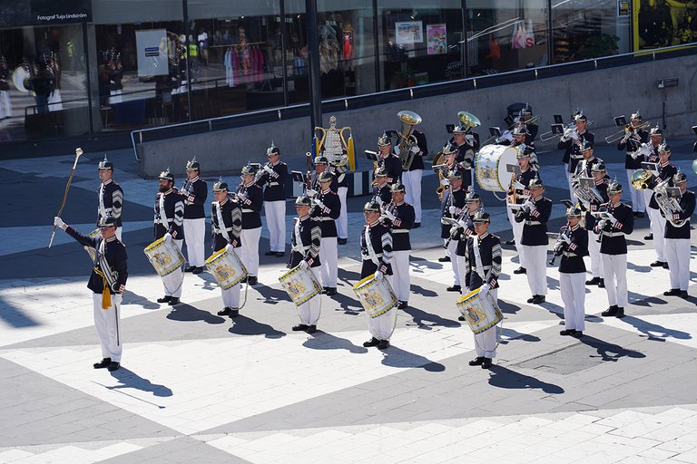 Changing of the Guard ceremony at Sergels torg.
