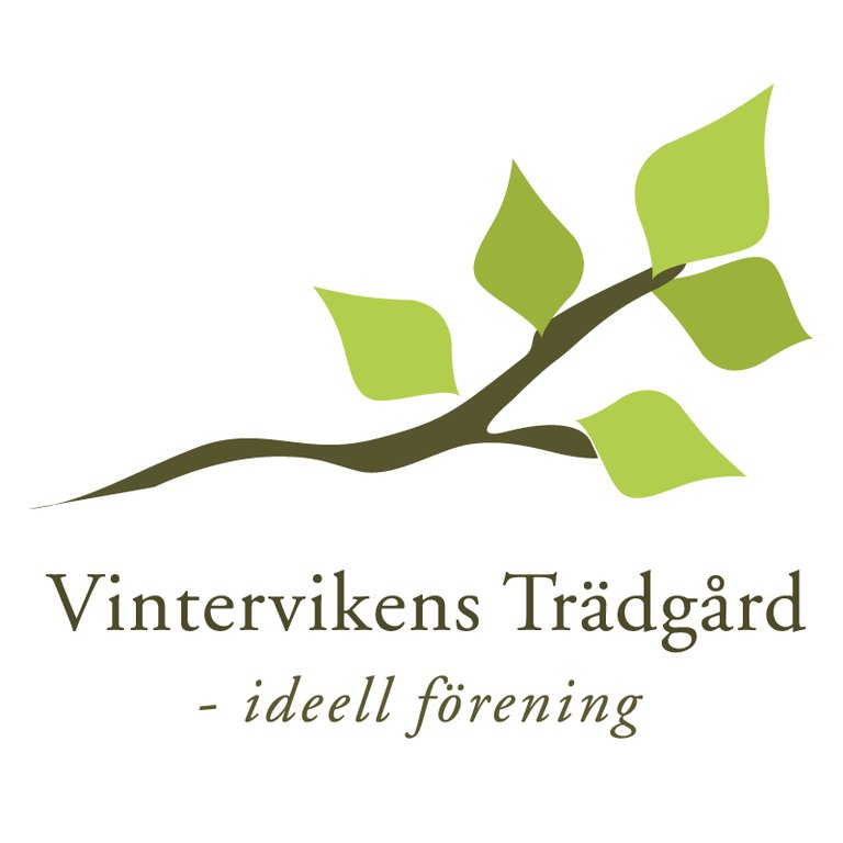 The text "Vintervikens trädgård - ideell förening" and a brunch.
