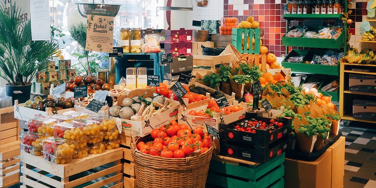 Locally produced greens and tomatoes at Urban Deli in Stockholm