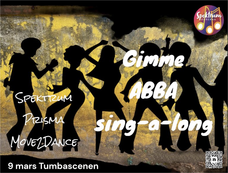 The information about the event and silhouettes of dancing people.