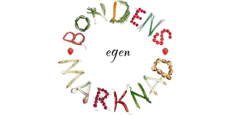 The name of the market Bondens egen marknad written in the circle