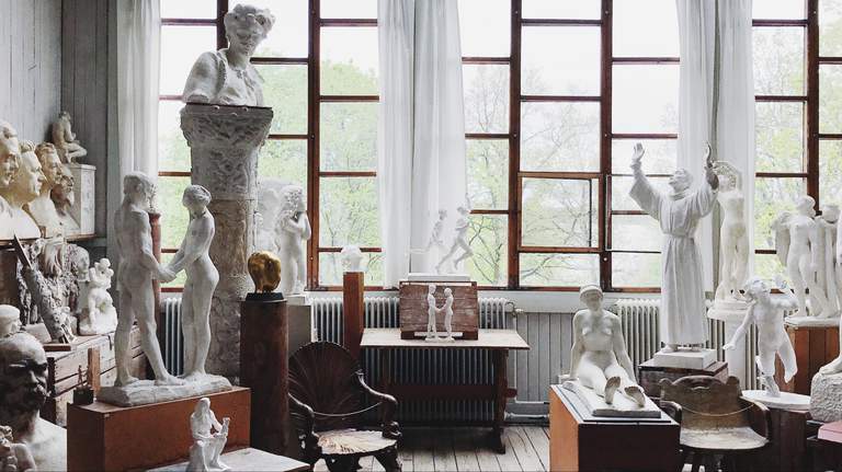 Museums in Stockholm Carl Eldh's studio museum. Statutes stand in what was once the famed sculptors studio.