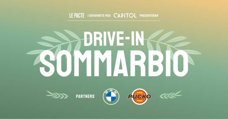 Poster with info about drive-in-cinema and sponsors.