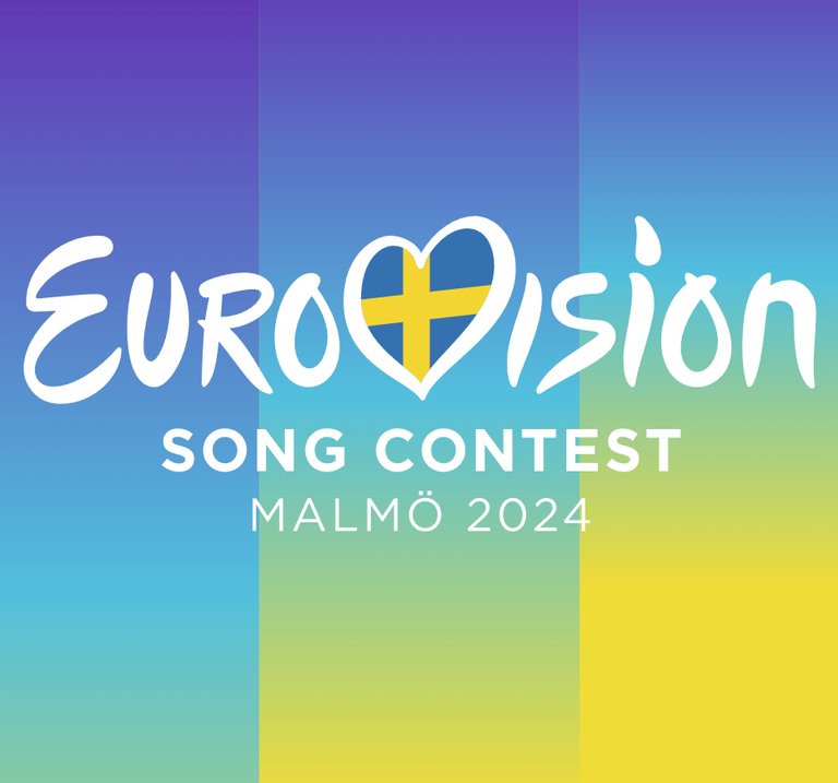 The text Eurovision Malmö on a multicolored background
