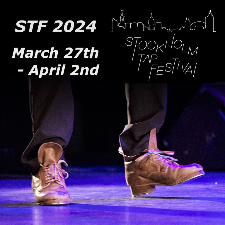 The information about the event and a photo of the dancers feet.