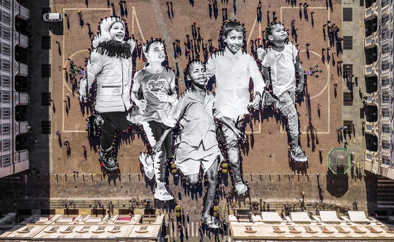 Children running and smiling