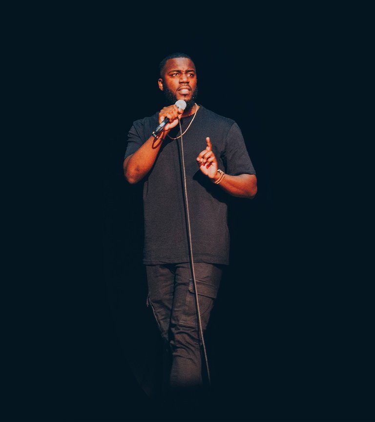 A person with a microphone.