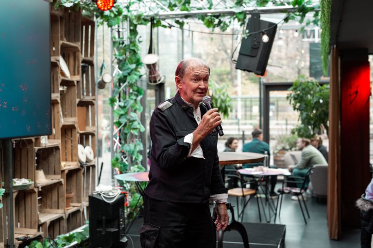 a man with a microphone