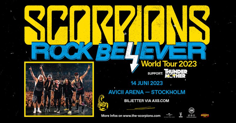 A photo of the band Scorpions and information about the event.