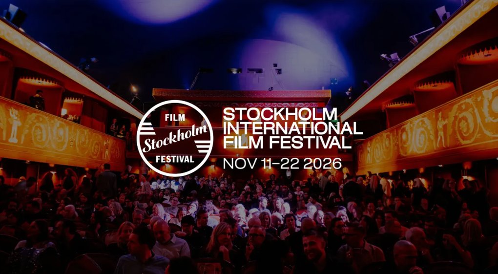 The image shows a packed audience in a cinema during the Stockholm International Film Festival with dates November 11-22 2026.