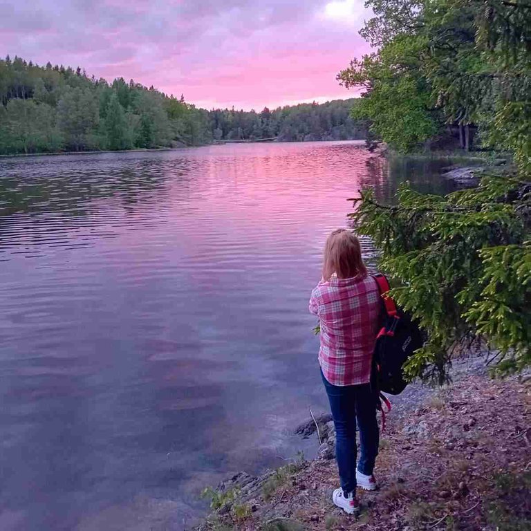 A person at a lake.