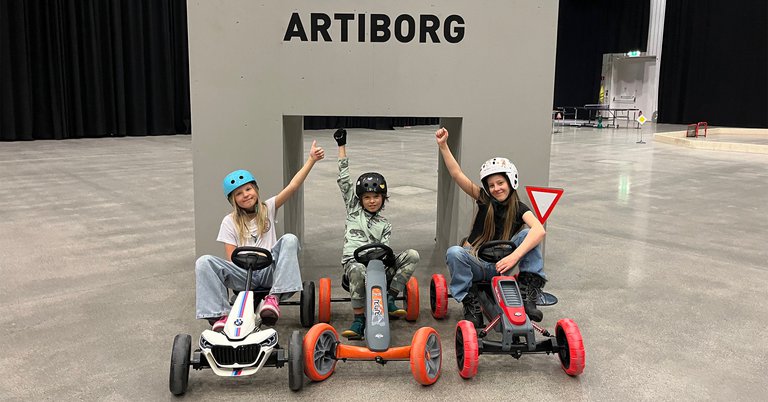 children in pedal cars