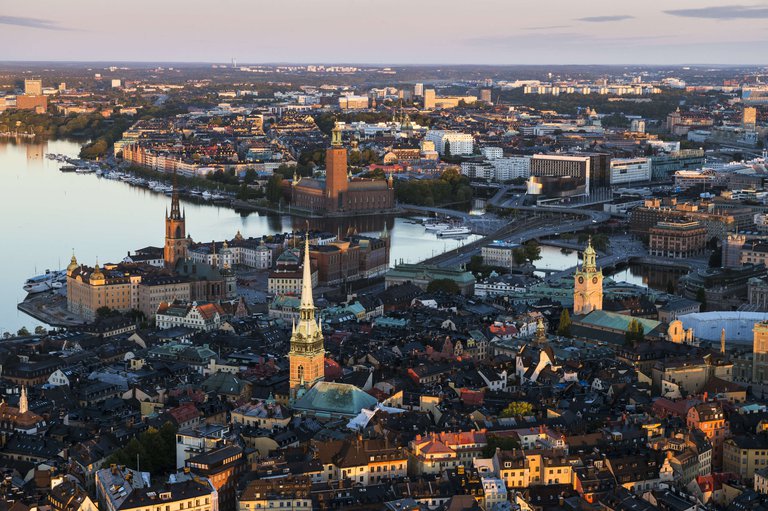 An aerial view of Stockholm.