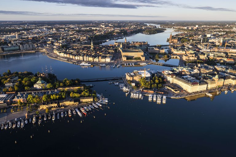 Aerial shot of Stockholm on a summer day