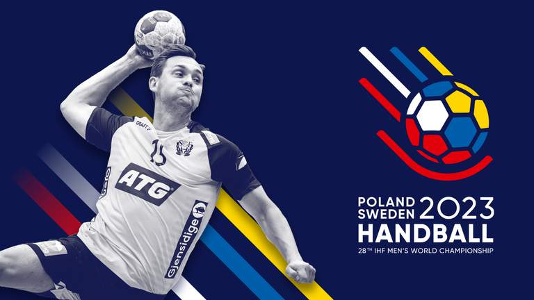 A Swedish handball player, arm poised to shoot
