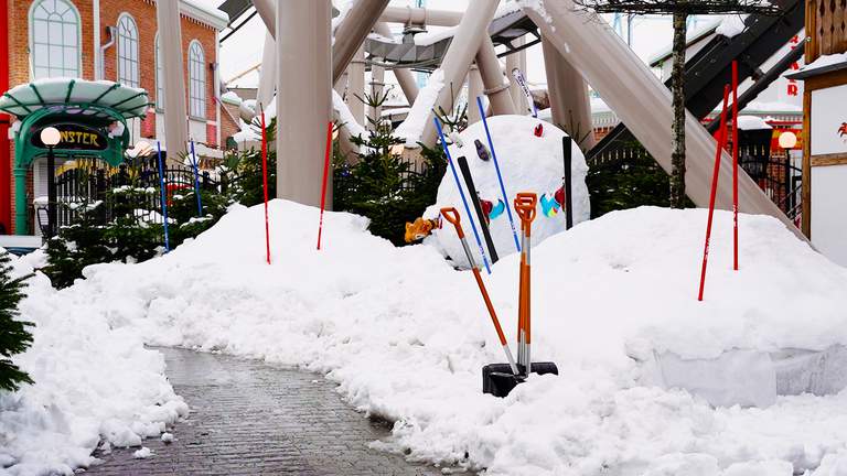 Winter in Stockholm. The ground at Gröna Lund covered in snow.