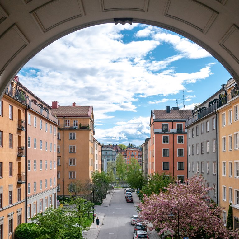 Architecture in Stockholm. View of Atlas-området residential area in Vasastan.