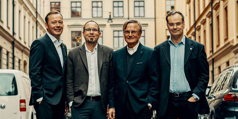 Professor Mikael Lindström, Dr. Christofer Lindgren, Malcolm Norlin and Professor Gunnar Henriksson.