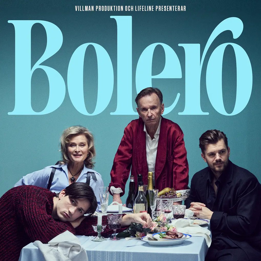"Poster image for ‘Bolero’, a Swedish chamber play at Intiman in autumn 2025; shows dramatic visuals reflecting themes of madness, grief, and humor