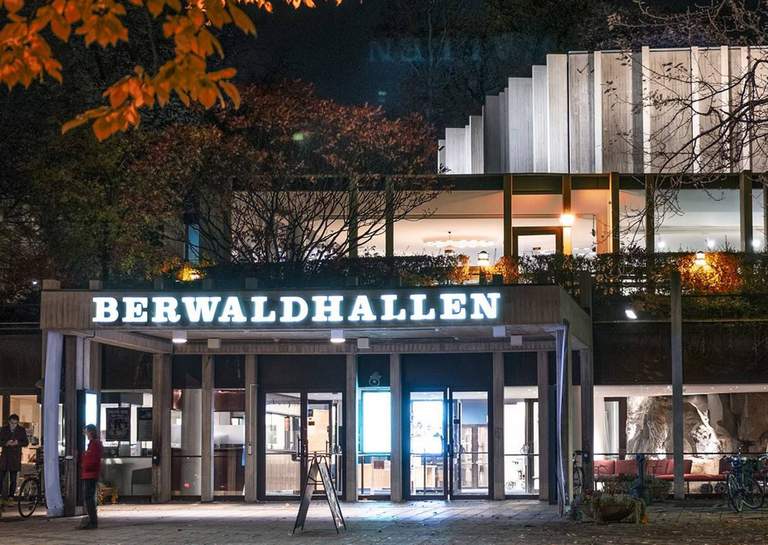 The entrance to the concert hall Berwaldhallen.