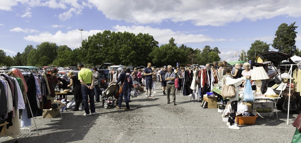 Car boot sale at Solvalla horse racing track