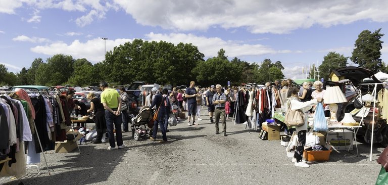 Car boot sale at Solvalla horse racing track