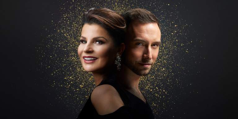 A photo of Måns Zelmerlöw and Carola Häggkvist.