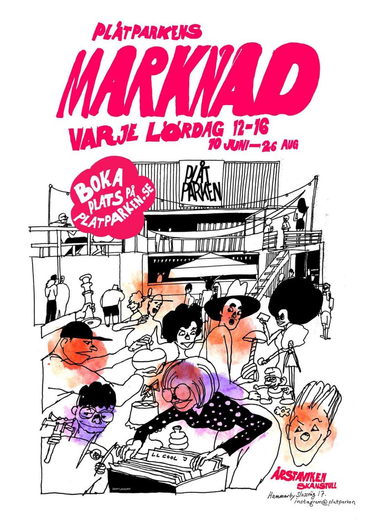 The information about the event and a drawing depicting a market.