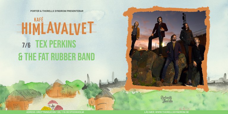 The photo of the musicians and the information about the event.