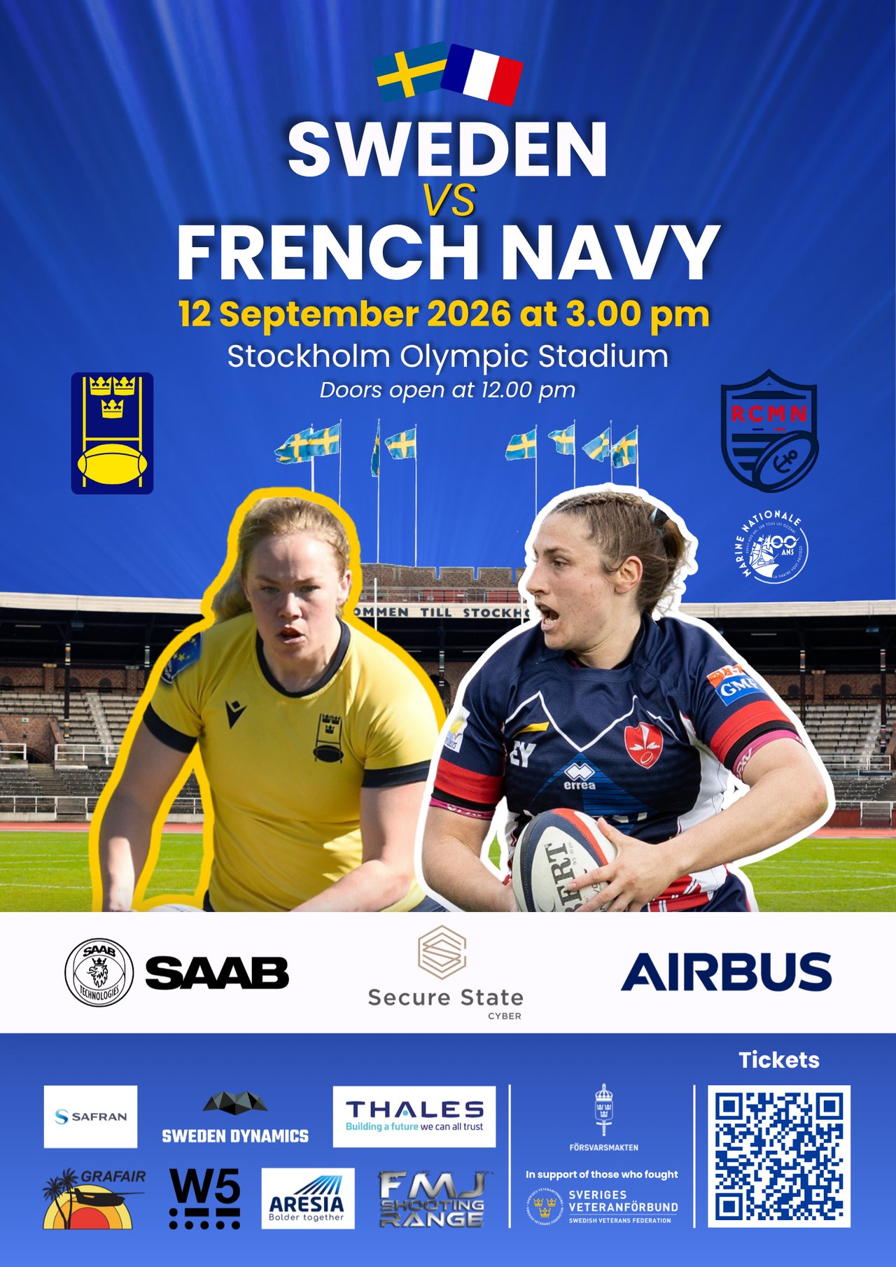 Women’s rugby match: Sweden takes on the French Navy (RCMN)