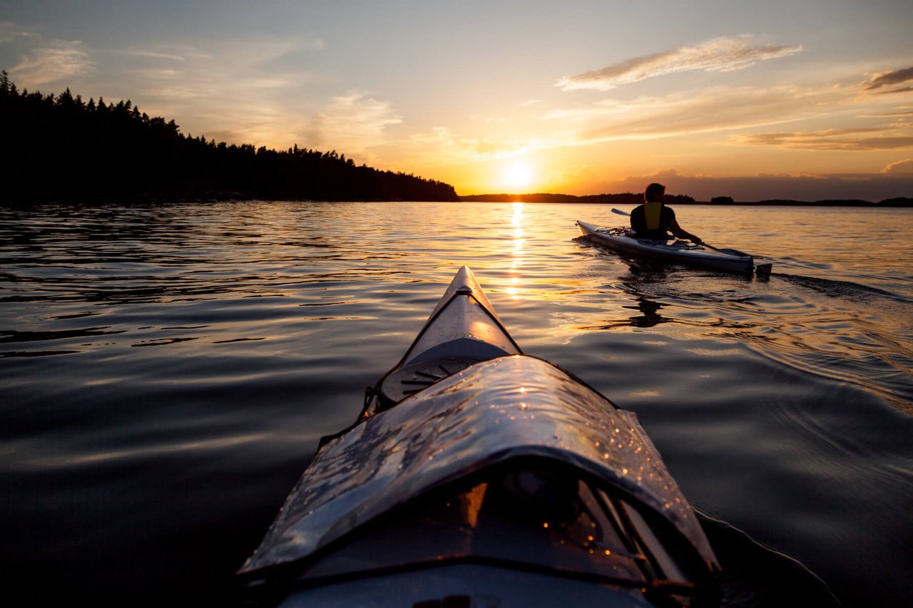 Idyllic Sunset Kayaking in the Stockholm Archipelago