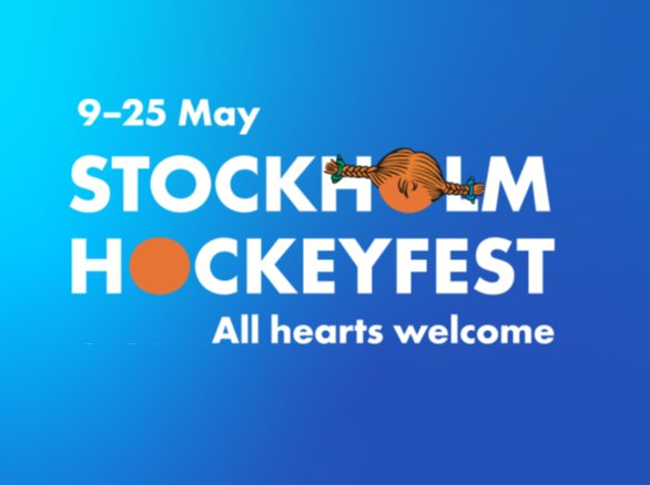 The Hockeyfest logo, with Pippi Longstocking's braids attached to one of the O's.