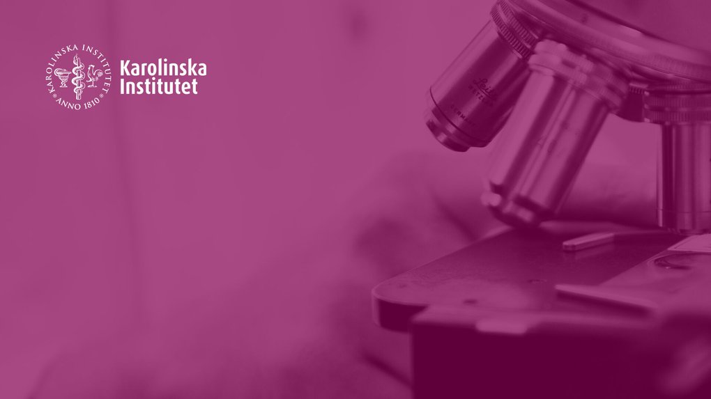 The logo of Karolinska Institutet over a microscope.