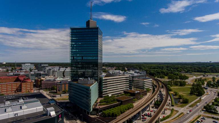 Arcitecture in Stockholm. The Kista Science Tower Skyscraper in northern Stockholm.