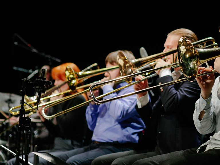 Musicians playing trumpets.