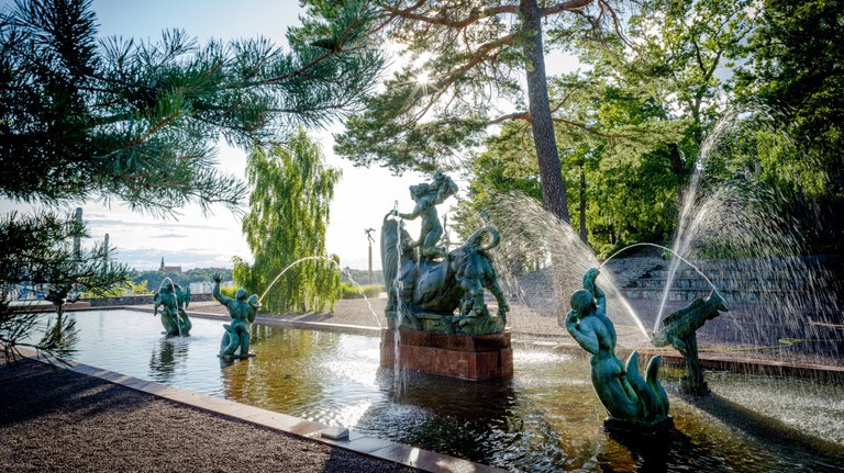 Museums in Stockholm. The garden att Millesgården, summer.