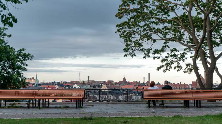 View from observatorielunden in Stockholm, on a cloudy day.