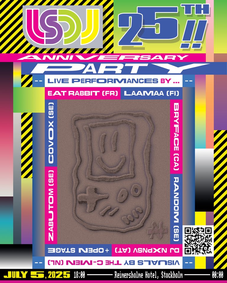 A poster displaying the event lineup and schedule.