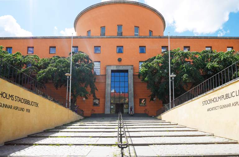 Culture in Stockholm. The Stockholm Public library. Exterior shot of the classic Stockholm landmark.