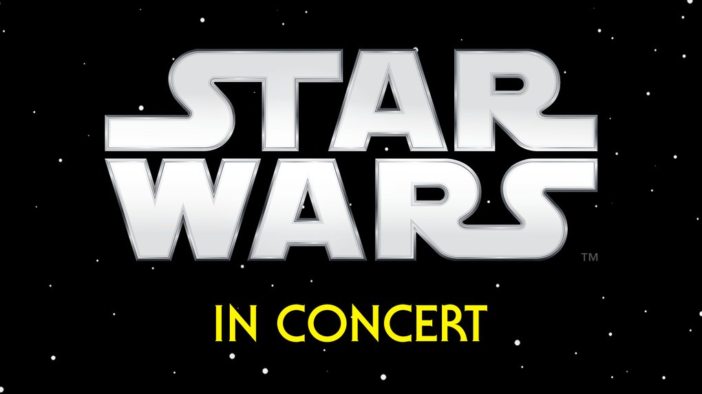 The Star Wars logo with the text 'IN CONCERT' underneath, on a black background with stars.