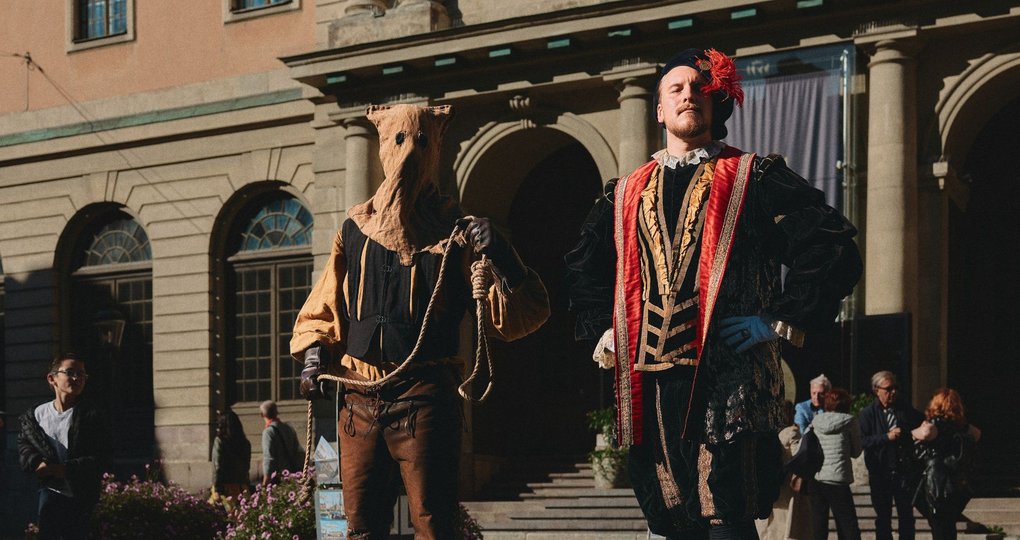 Street theatre about Stockholm bloodbath
