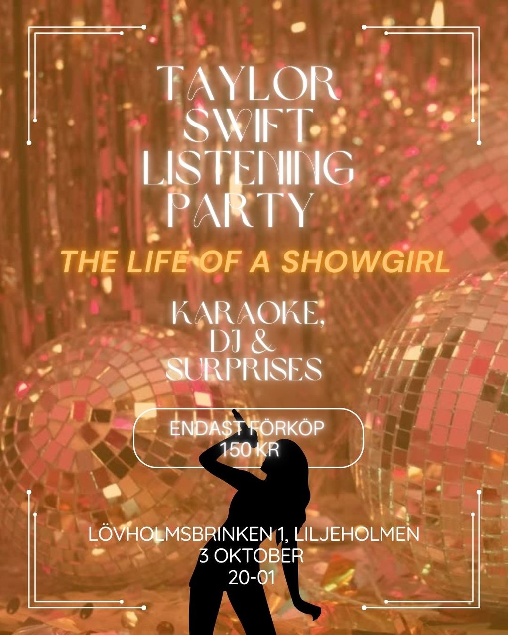 Event poster for the Taylor Swift listening party.