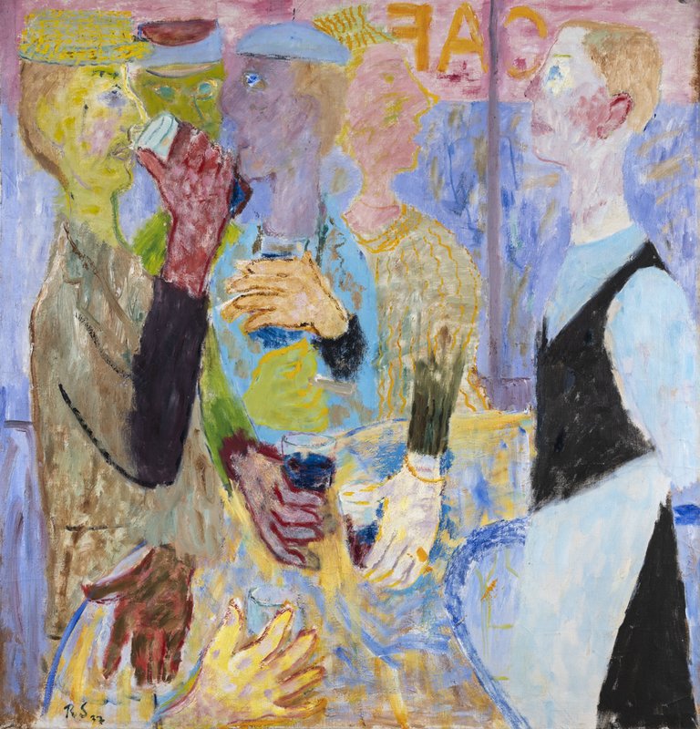 Detail of "Händer vid bardisken" painting by Ragnar Sandberg