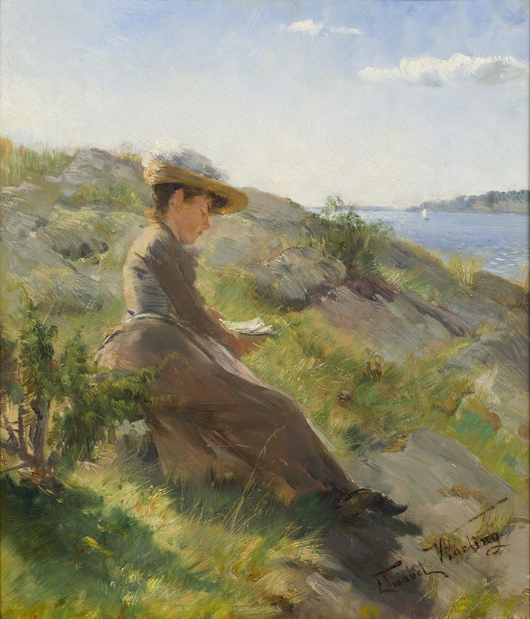 Elisabeth Warling, Woman Reading in the Archipelago, circa 1890. Oil on panel (oak). Nationalmuseum.