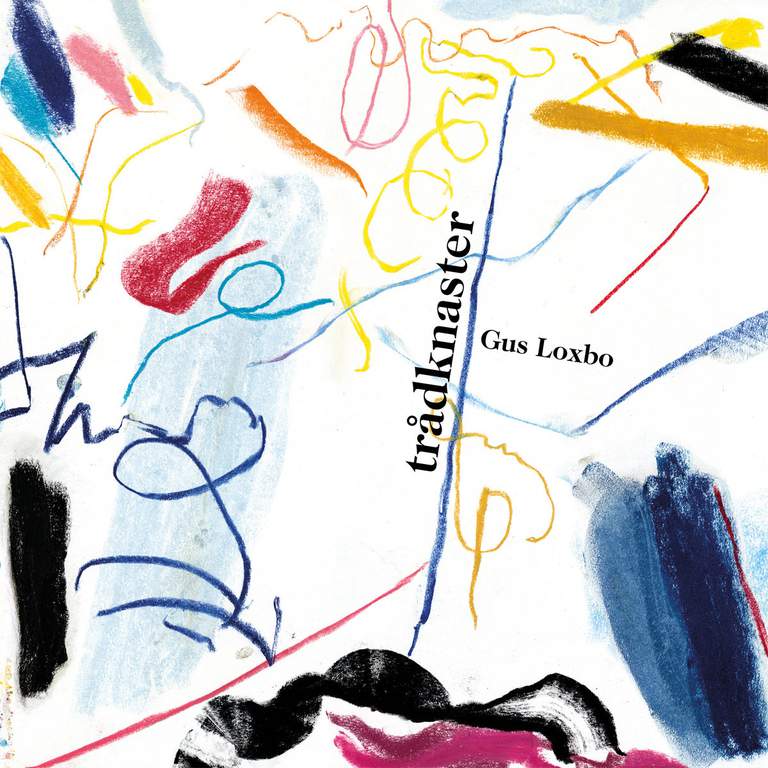 A record cover with squiggly crayon lines drawn across it in different colours on a white background..